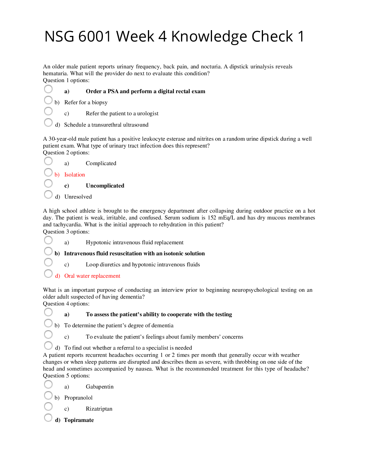 Preview image for NSG 6001 Week 4 Knowledge Check 1